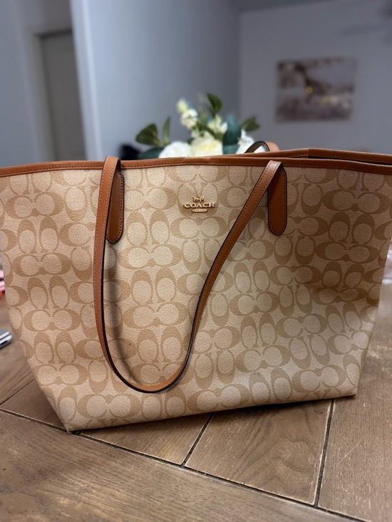 Coach Handbags - Coach Signature Canvas Tote Bag in Tan